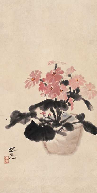 谢之光 瓶花 立轴